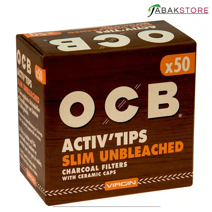OCB Aktiv Tips Slim Unbleached 50er