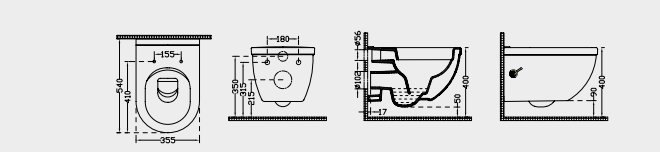 DURAVIT SIRIUS WANDHÄNGENDE TOILETTE WANDHÄNGENDE WC-WANNE MIT INTEGRIERTER BIDETFUNKTION