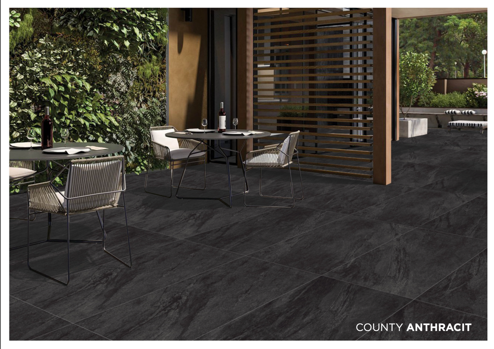County Anthracit 60x120x2 cm Terassen Platte
