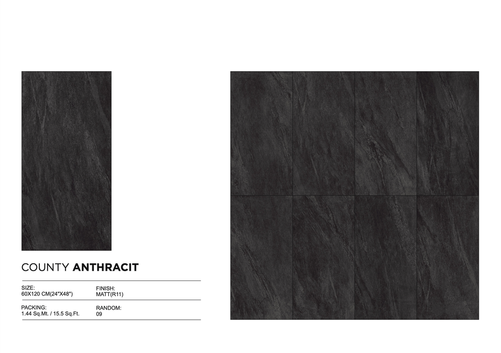 County Anthracit 60x120x2 cm Terassen Platte