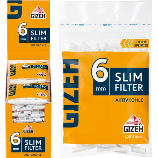 Gizeh Slim Aktivkohle Filter 6mm Aktivkohlefilter Zigarettenfilter